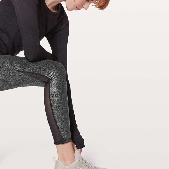 Lululemon Train Times 7/8 Pant 25" Luminosity Foil Print Black Silver  Black - Picture 3 of 11